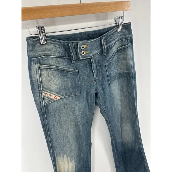 Vintage Diesel Hush Jeans Sz 25 (Meas 26) Made In Italy Bleached Y2K MSRP $475